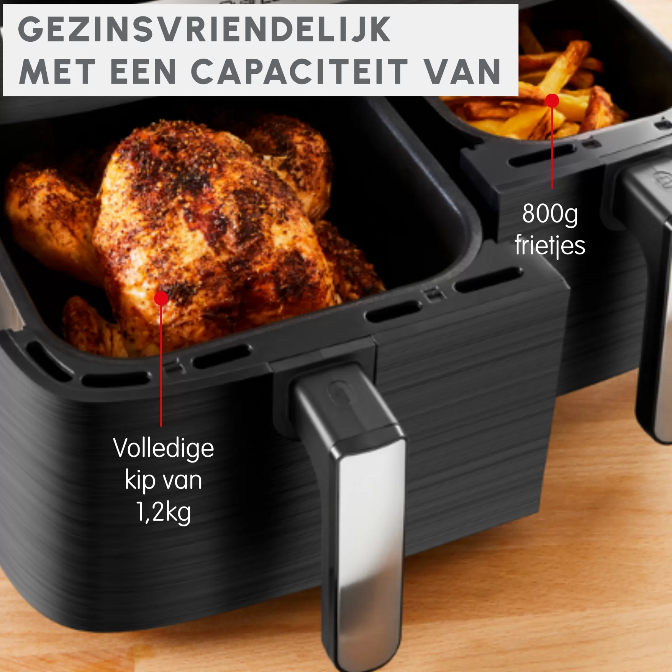 Moulinex Dual Easy Fry & Grill EZ905B20 Air Fryer - 8 Programma's - 5,2L + 3,1L Fashion