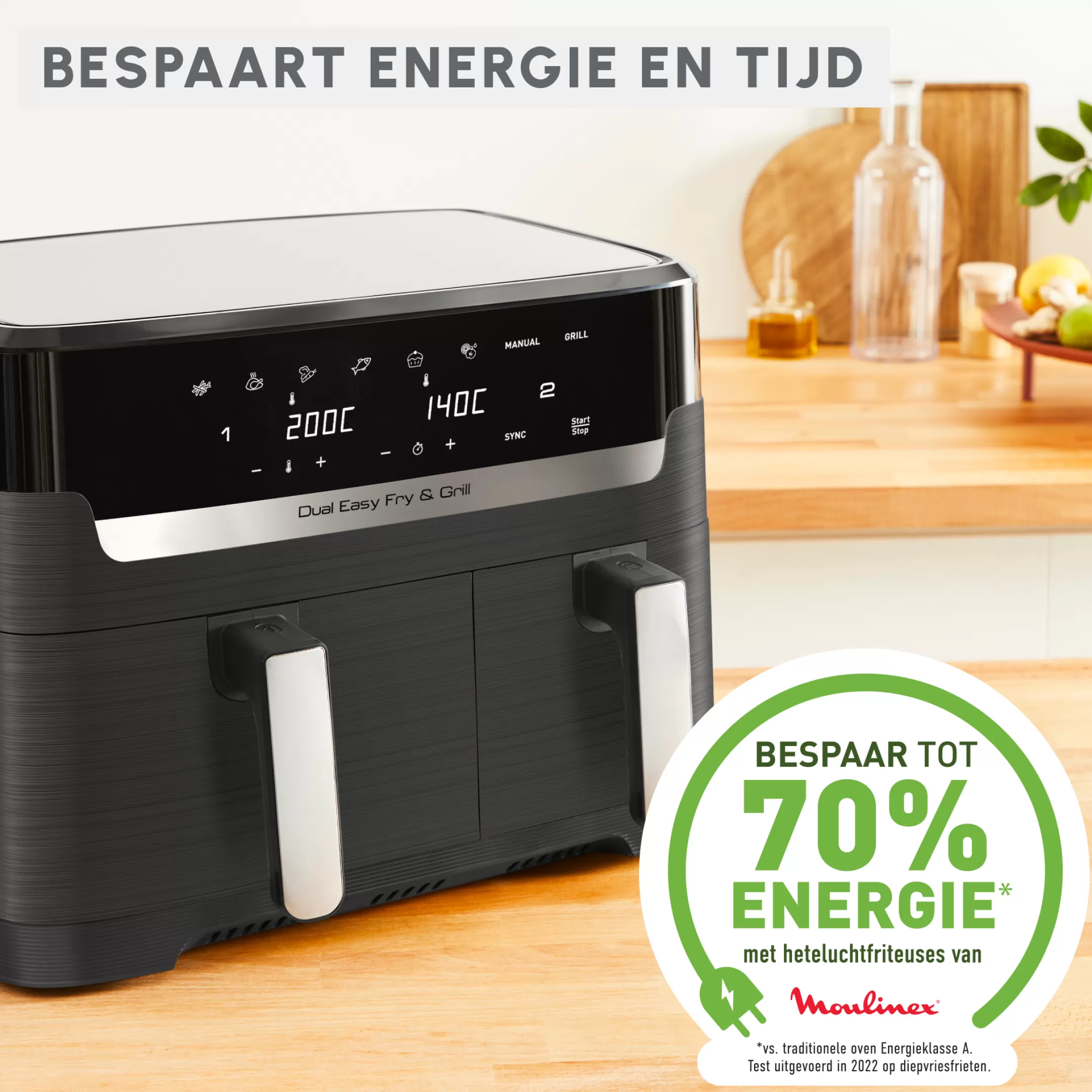 Moulinex Dual Easy Fry & Grill EZ905B20 Air Fryer - 8 Programma's - 5,2L + 3,1L Fashion