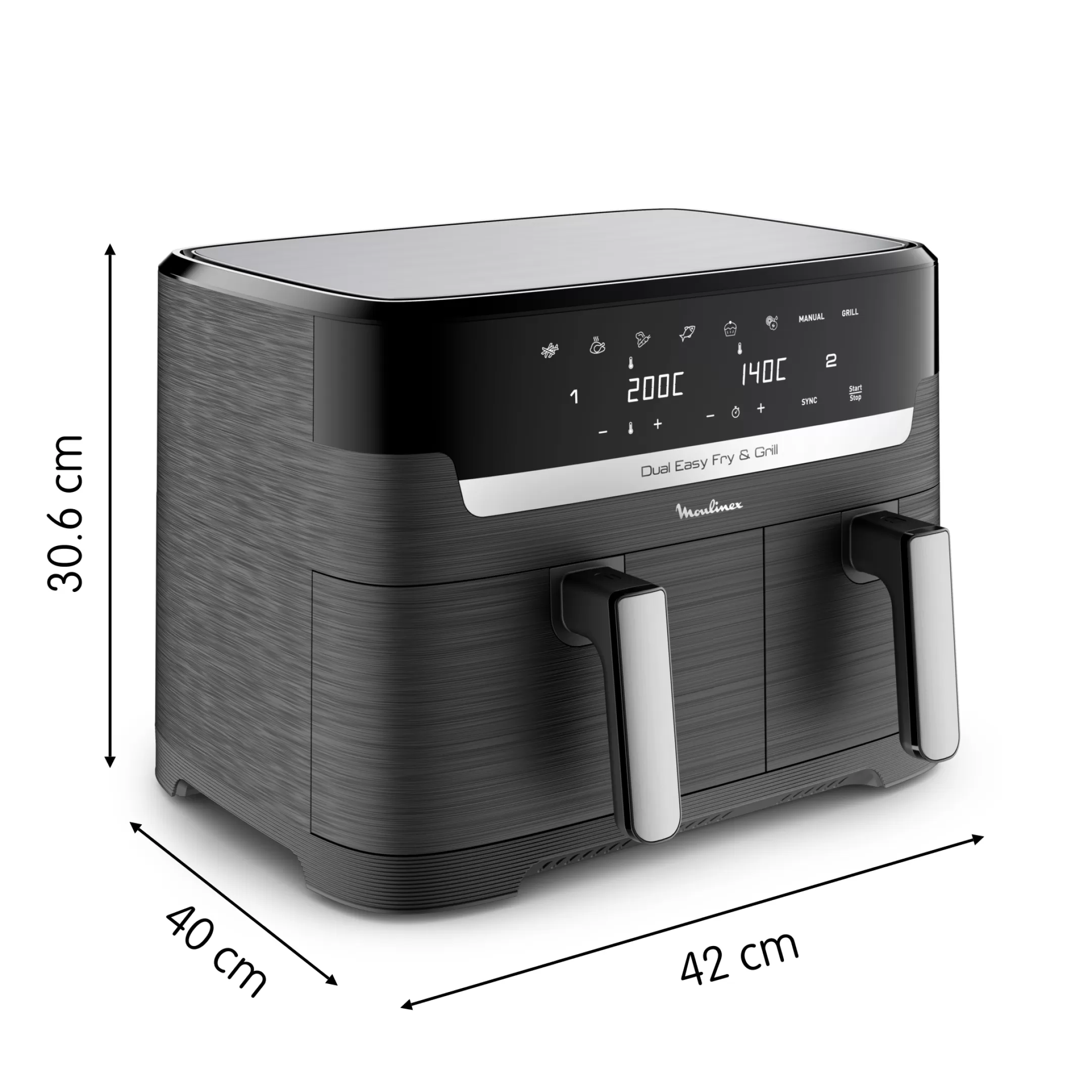 Moulinex Dual Easy Fry & Grill EZ905B20 Air Fryer - 8 Programma's - 5,2L + 3,1L Fashion