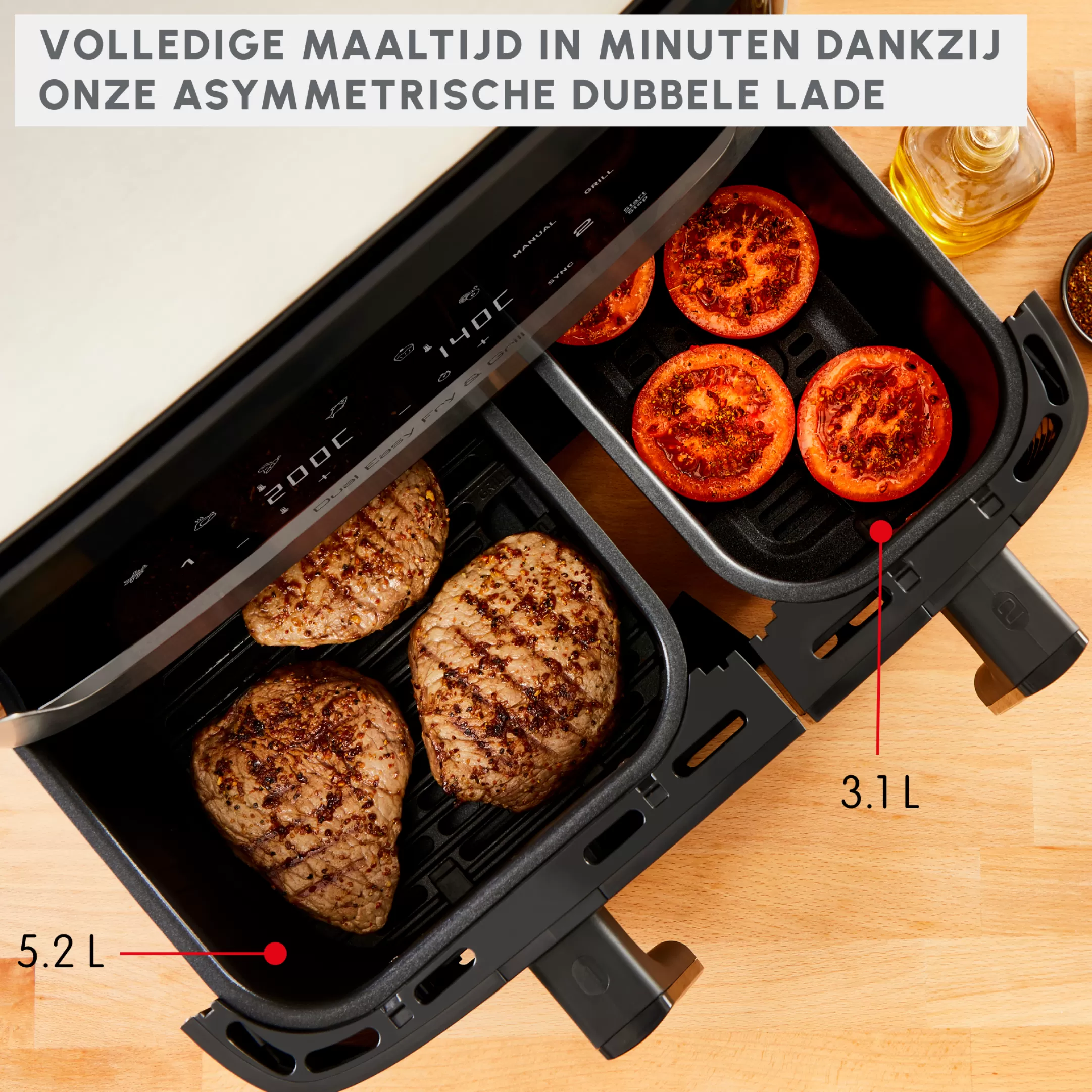 Moulinex Dual Easy Fry & Grill EZ905D20 Air Fryer - 8 Programma's - 5,2L + 3,1L Online