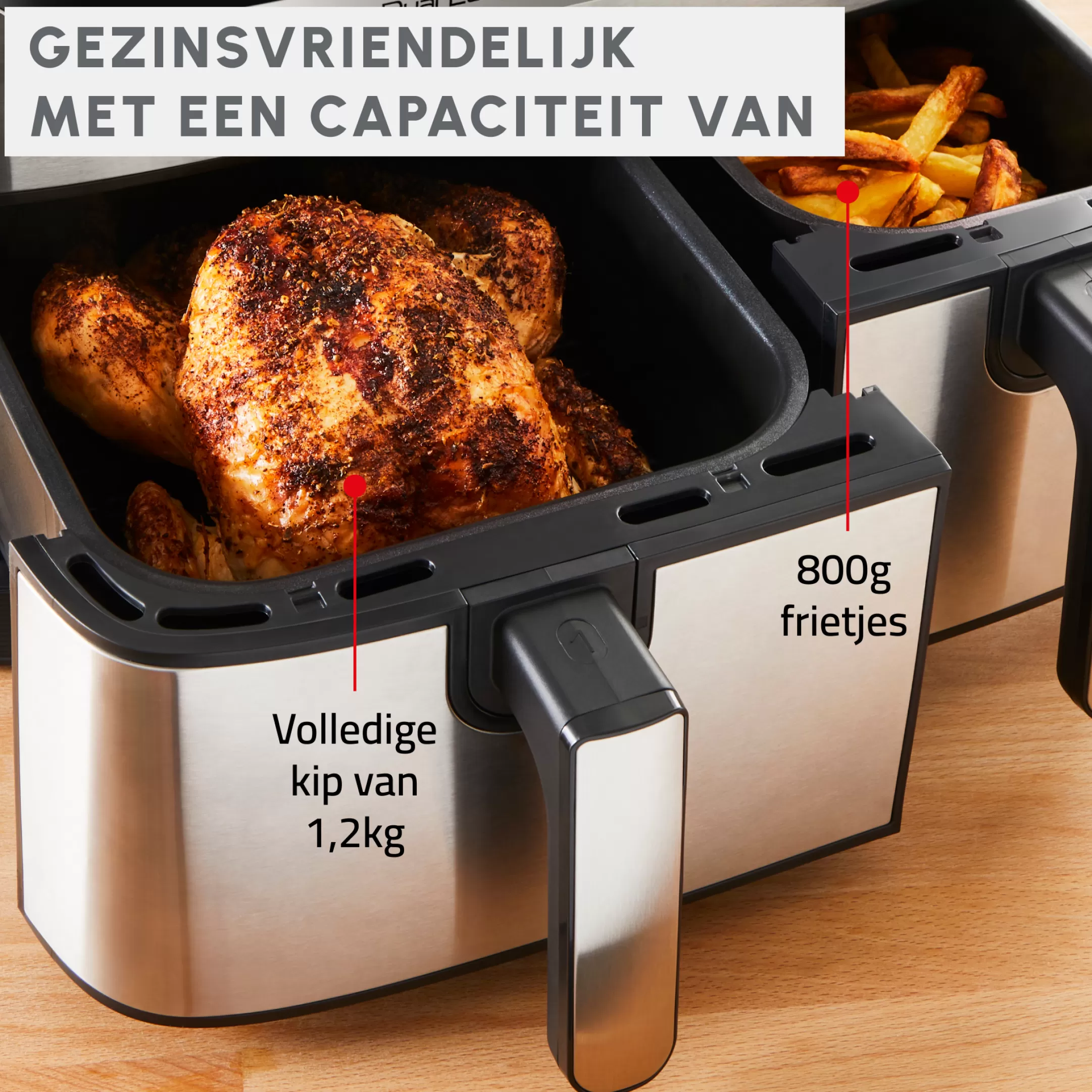 Moulinex Dual Easy Fry & Grill EZ905D20 Air Fryer - 8 Programma's - 5,2L + 3,1L Online