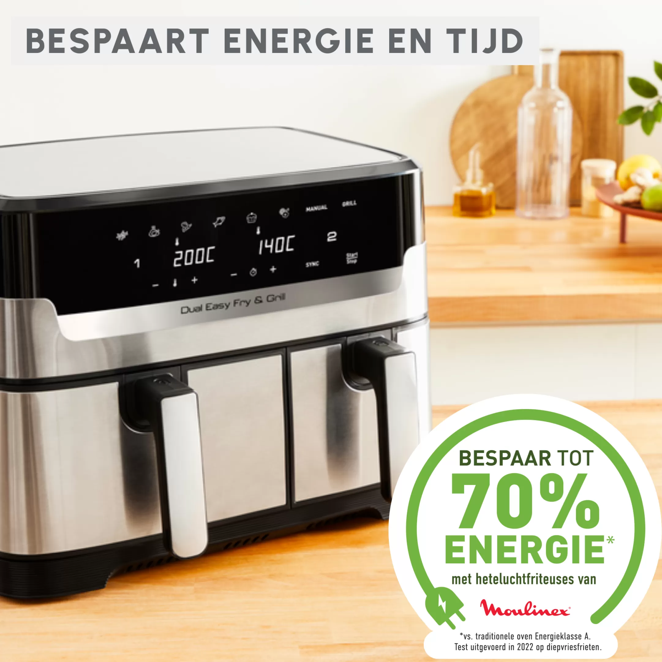 Moulinex Dual Easy Fry & Grill EZ905D20 Air Fryer - 8 Programma's - 5,2L + 3,1L Online