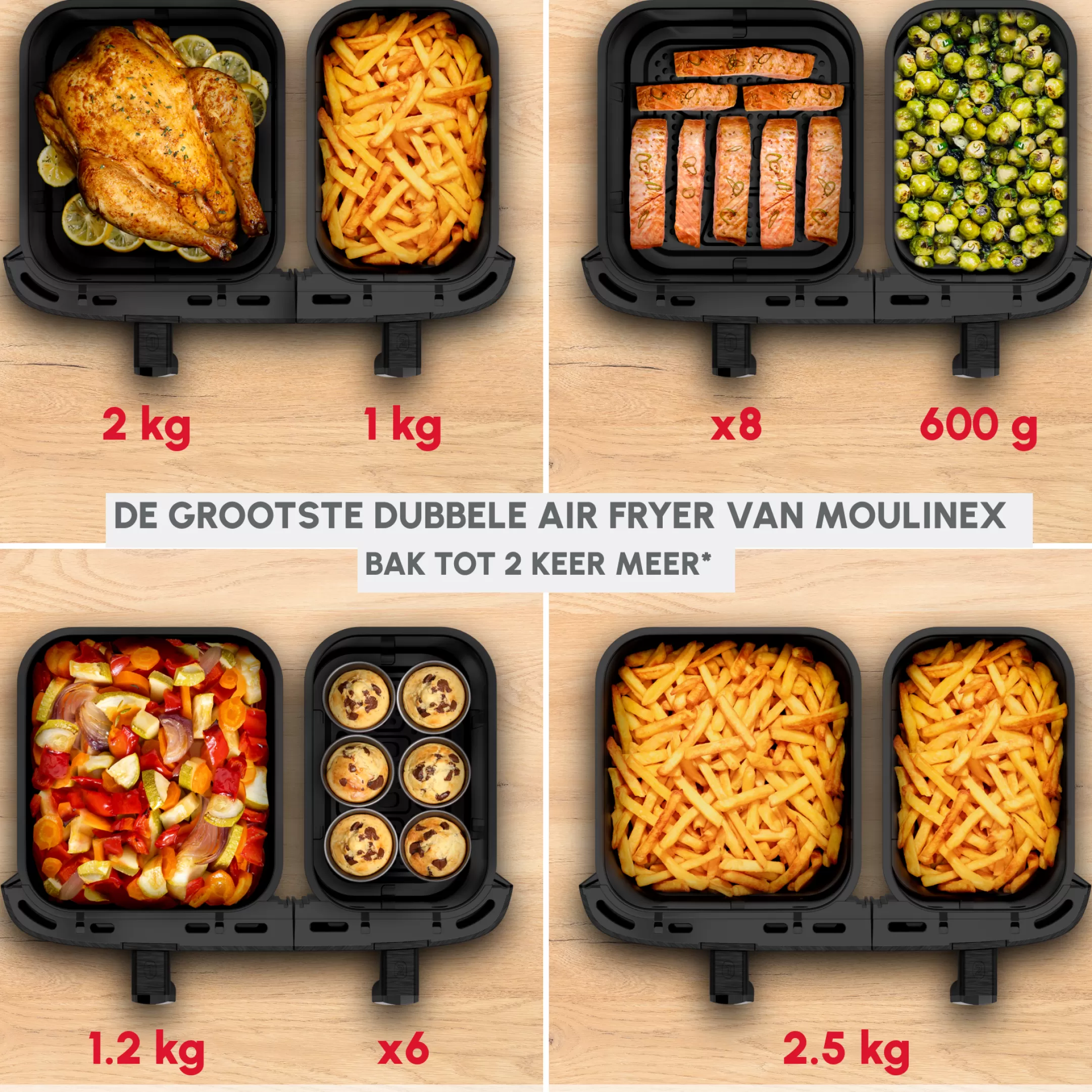 Moulinex Dual Easy Fry & Grill XXL EZ9428F0 Air Fryer - 7 Programma's - 6,5L + 4,5L Cheap