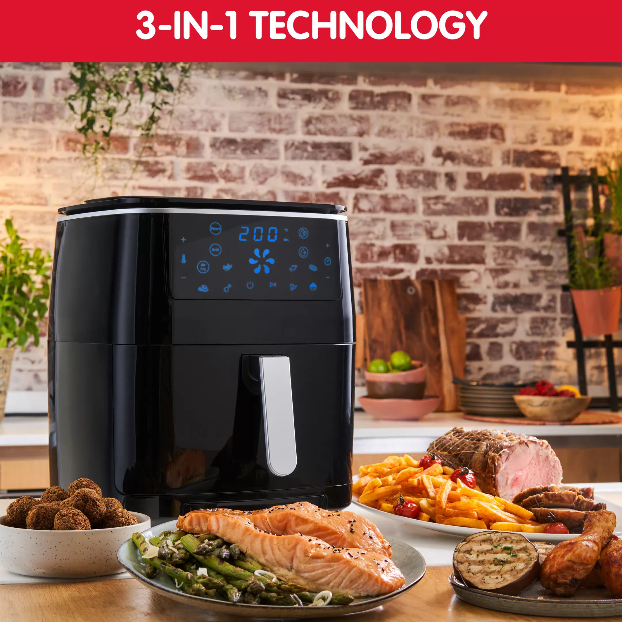 Moulinex Easy Fry, Grill & Steam 3-in-1 AL201810 Air Fryer - 7 Programma's - 6,5L Clearance