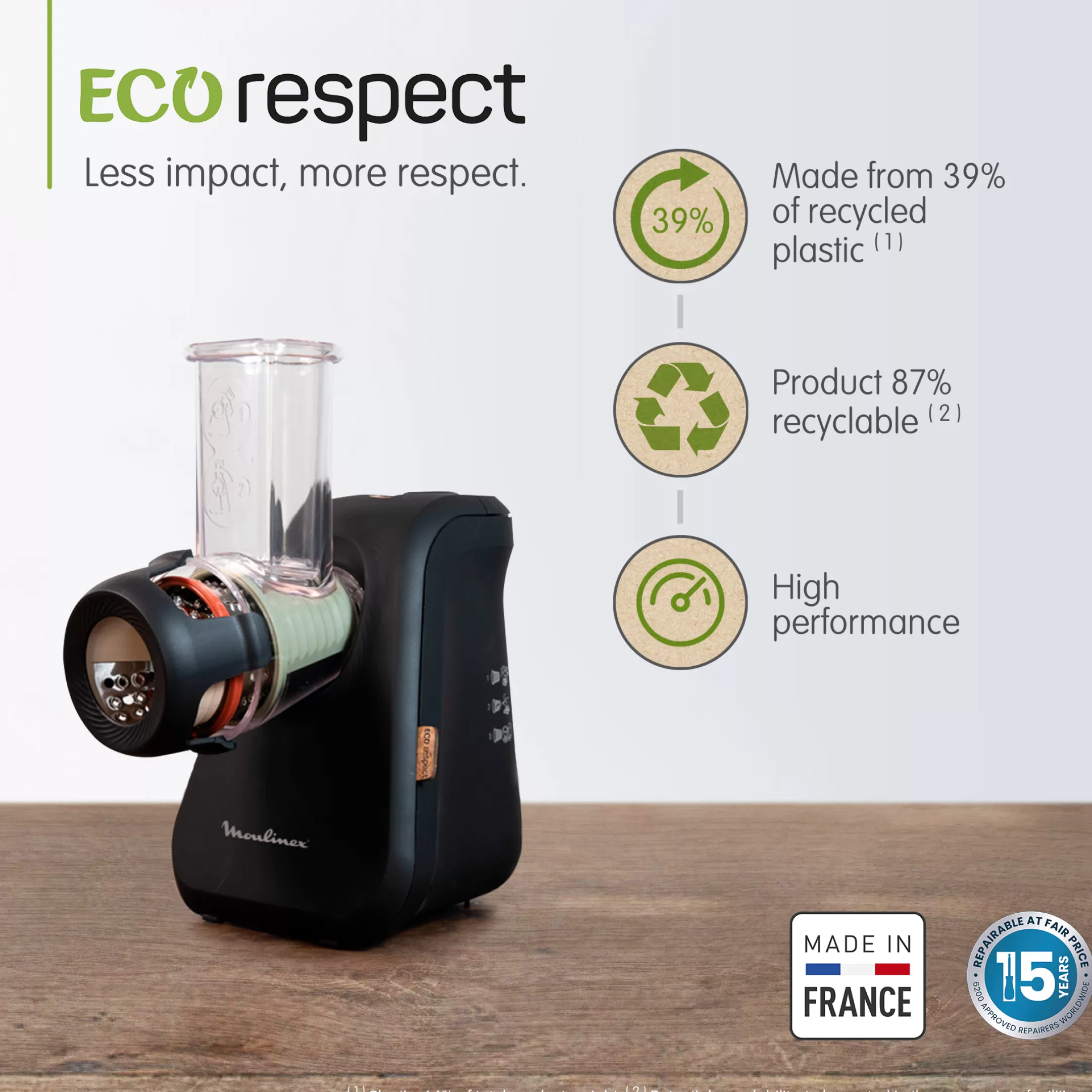 Moulinex Fresh Express Eco Respect DJ77EN10 Groentesnijder - 200W - 3 Accessoires - Eco-design Outlet