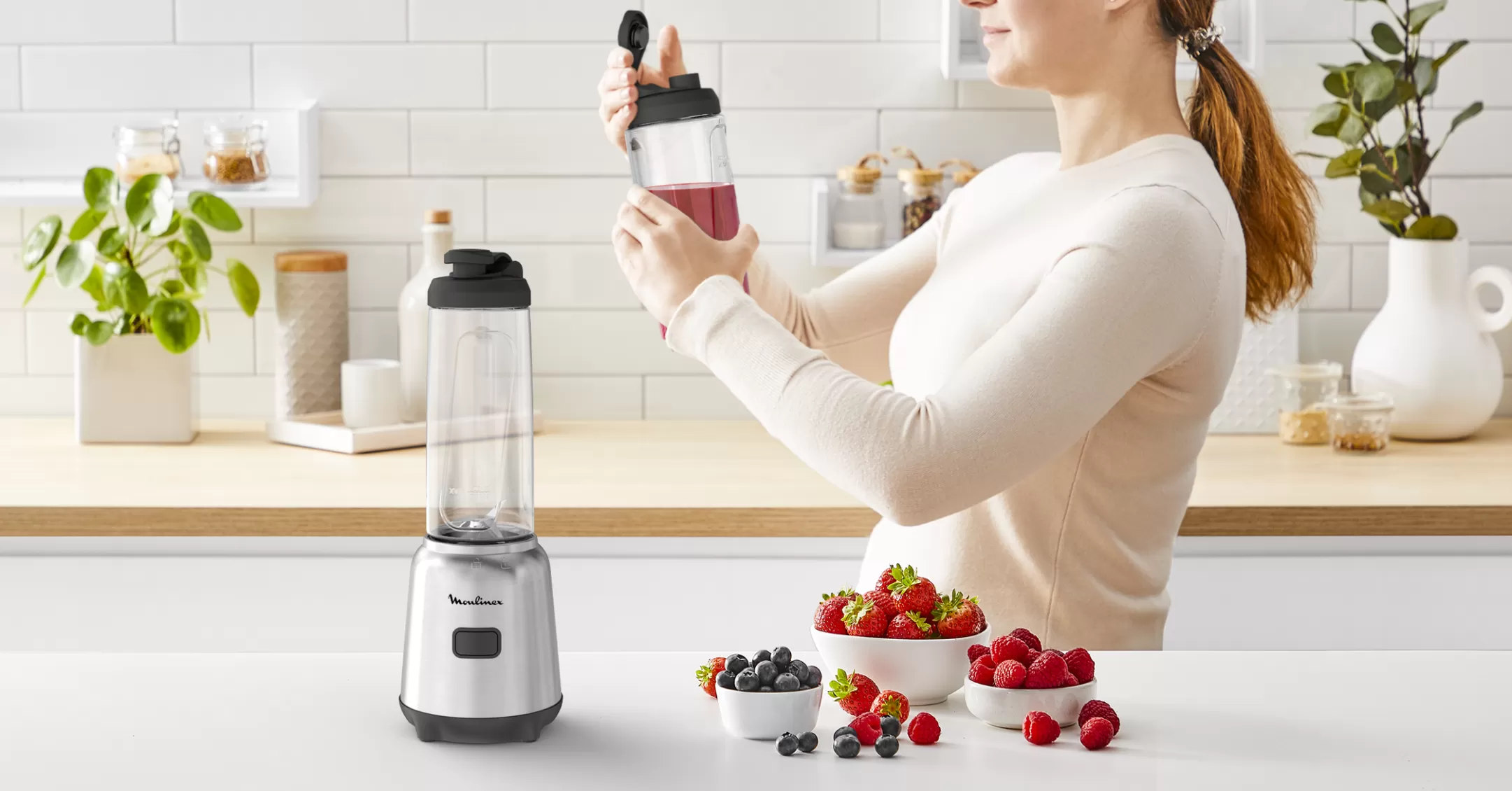Moulinex Mix & Move LM15FD10 Blender - 300W - 1 Snelheid - 2 X 0,6L Sale